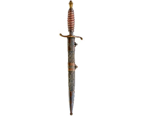 23.5cm flattened diamond section blade etched with the Yugoslavian crest and a maker's panel, regulation brass hilt with ribb