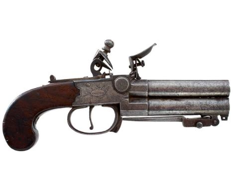 3inch turn-off barrels fitted with an under sprung bayonet released by the sliding trigger guard, border engraved boxlock act