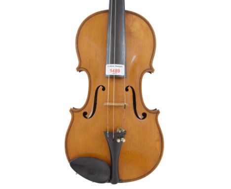 Violin labelled Ch.J.B. Collin-Mezin Luthier á Paris..., the one piece back and sides of birds eye maple, the head of medium 