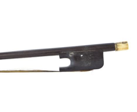 French violoncello bow circa 1850, possibly by Francois Xavier Bazin, unstamped, the stick round, the ebony frog plain and wi