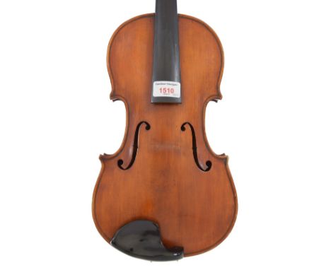 English violin by and labelled Emanuel Whitmarsh, London-1912 and inscribed with the maker's initials on the label, the two p