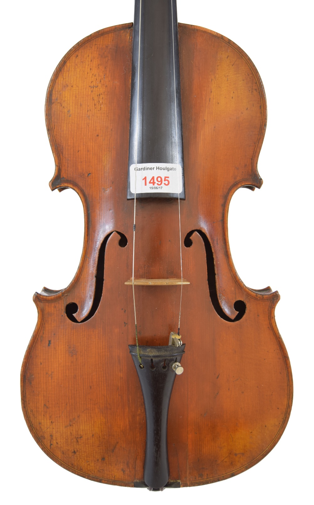 French Guarneri copy violin circa 1900, 13 15/16", 35.40cm (repaired)