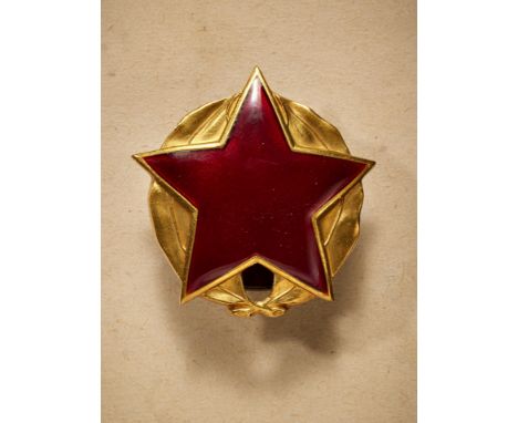 Ausländische Orden &amp; Ehrenzeichen - Albanien : Albanien: Orden des Partisanensterns 1. Klasse. Gold und Emaille. Am silbe