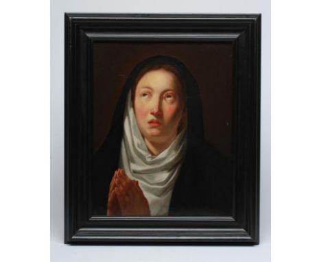 FLEMISH SCHOOL (19th Century), Portrait of the Madonna in Prayer, in the manner of 17th century Antwerp School, head and shou