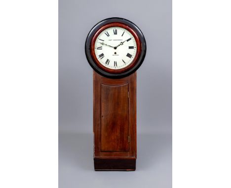 A MAHOGANY AND EBONISED CARVED TAVERN CLOCK by John Hargreaves, Settle, the single fusee movement with anchor escapement stri