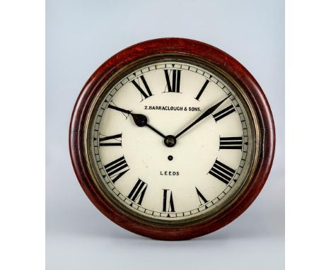 AN OAK WALL TIME PIECE, the single fusee movement  with 11 1/2" white enamel dial with Roman numerals signed Z. Barraclough &
