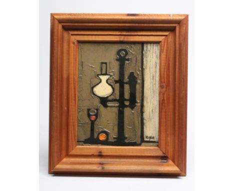 COLIN RUFFELL (b.1939), Still Life with Table Lamp, oil on board, signed, 10 1/4" x 8", framed (subject to Artists Resale Rig