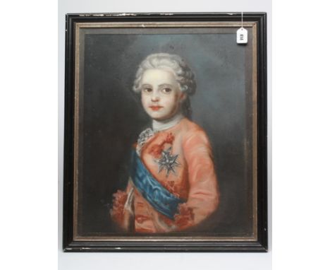 FRENCH SCHOOL(?) (18th Century), Portrait of Boy, pastel, unsigned, 23 1/2" x 19", ebonised frame (Est. plus 21% premium inc.