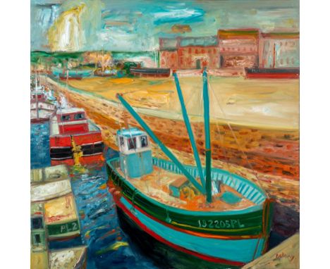 JOHN BELLANY H.R.S.A. R.A. (1942-2013), Fishing Trawlers, oil on canvas, signed, 48" x 48", unframed (Illustrated) (Provenanc