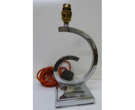 A chrome Art Deco table lamp base, height 25cm