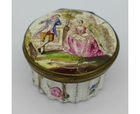 An enamel patch box, a/f