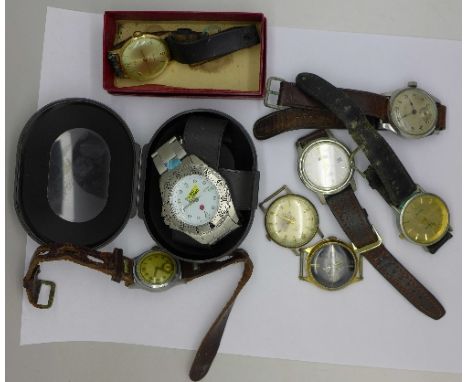 Eight gentleman's wristwatches including Waltham and Timex