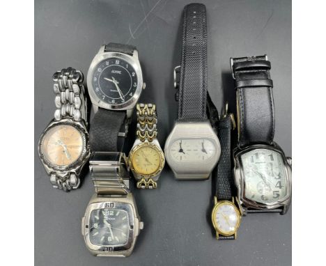 A selection of seven wristwatches to include: Mayhem, Sekonda, Alpine , Fossil etc.