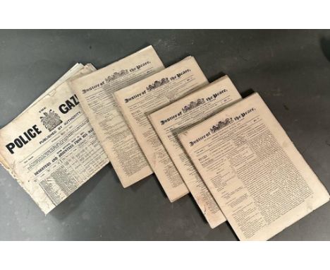 A selection of five vintage newspapers to include "The Police Gazette" dated 1917 and four copies of nineteenth century copie
