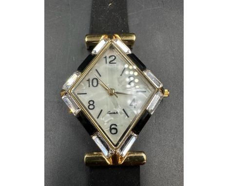 An Art Deco watch on a leather strap