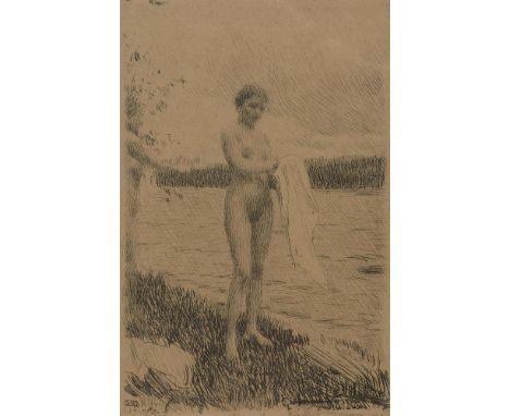 
	
		ANDERS ZORN (SWEDISH 1860-1920)
		DAL RIVER (ASPLUND 284)
		Etching, 1919
		Signed in pencil
		Plate: 17.5 x 11.5cm (6¾ 