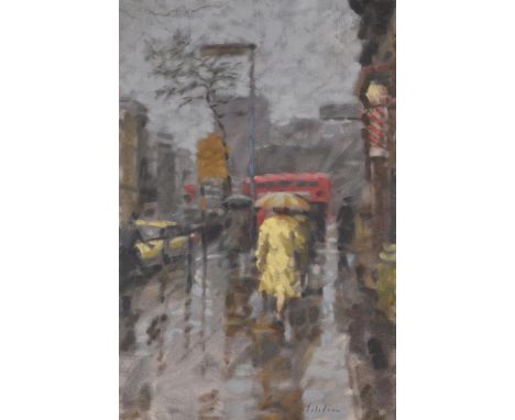 
	
		λ&nbsp;DAVID WILSON (20TH CENTURY)
		GIRL IN A YELLOW TRENCH COAT
		Oil on canvas
		Signed (lower right)
		75 x 50cm (29