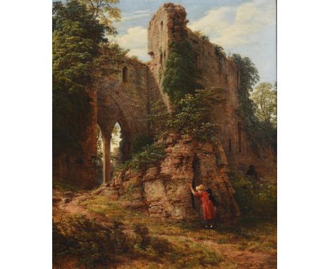 
	
		THOMAS BAKER OF LEAMINGTON (BRITISH 1809-1869)
		FIGURES BY GOODRICH CASTLE 
		Oil on canvas
		Signed and dated 1843 (lo