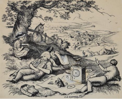 
	
		λ&nbsp;JOHN STRICKLAND GOODALL (BRITISH B. 1908-1996)
		AUGUST BANK HOLIDAY
		Pen and ink and gouache
		Signed and dated