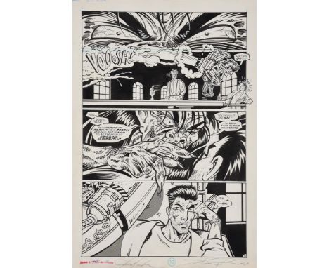 
	
		PANDER BROTHERS (AMERICAN 20TH CENTURY)
		A PAGE FROM THE COMIC GRENDEL DEVIL'S LEGACY
		Pen and ink, unframed
		Signed 