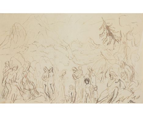 
	
		λ&nbsp;AUGUSTUS JOHN (BRITISH 1878-1961)
		FIGURES IN A CLASSICAL LANDSCAPE 
		Pen and ink 
		Signed (lower right)
		13.