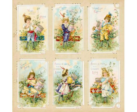 Sammelbilder - - Liebigbilder-Album mit 46 kompletten Serien. Um 1890-1900. 27 x 28 cm. Gesteckt in Original-Leinwandalbum (e