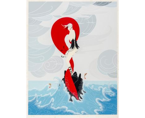 Erté, (Romain de Tirtoff). Stranded (Echouée). Farbsiebdruck auf festem Velin. Signiert rechts unten mit Bleistift sowie link