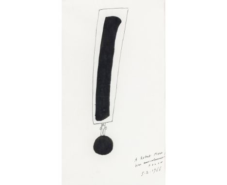Folon, Jean Michel. Ohne Titel. (homme au point d'exclamation). Tuschezeichnung auf dünnem Papier (EXTRA STRONG Guerimand Joi