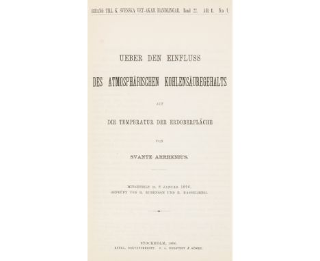 Meteorologie - - Arrhenius, Svante. Ueber den Einfluss des atmosphärischen Kohlensäuregehalts auf die Temperatur der Erdoberf