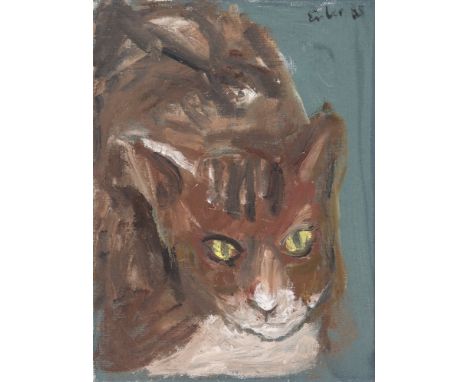 Eisler, Georg. Ohne Titel. (Katze). Öl auf Leinwand. Signiert und datiert oben rechts. 1985. Maße: 24 x 18 cm (Keilrahmen), 3