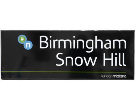 Modern image enamel station platform sign LONDON MIDLAND BIRMINGHAM SNOW HILL. Fully flanged in excellent condition measures 