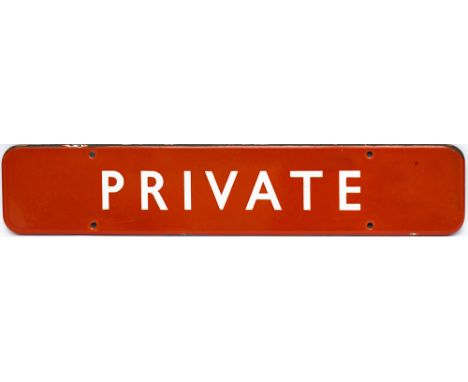 BR(NE) FF enamel doorplate PRIVATE. IN very good condition with a couple of minor edge chips, measures 18in x 3.5in. This is 