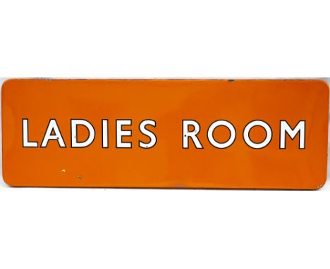 BR(NE) FF enamel railway station sign LADIES ROOM with black edged letters. In very good condition with minor face chipping, 