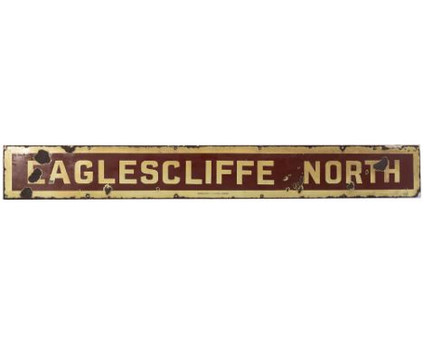North Eastern Railway signal box board EAGLESCLIFFE NORTH from the box between Stockton and Darlington . Rectangular enamel i