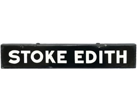 Great Western Railway enamel lamp tablet STOKE EDITH from the former Great Western Railway station between Worcester and Here