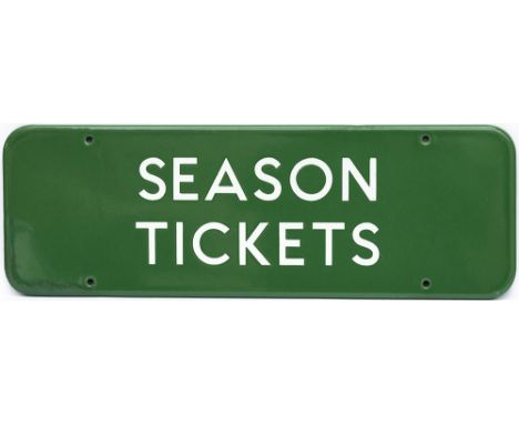 BR(S) FF enamel doorplate SEASON TICKETS. In very good condition with a well executed repair to the botton left hand corner, 