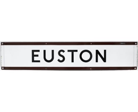 London Underground enamel frieze sign EUSTON. In excellent condition measures 58.5in x 10.5in. 