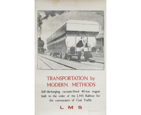 Poster LMS TRANSPORTATION BY MODERN METHODS by Norman Wilkinson. Double Royal 25in x 40in. In very good condition professiona