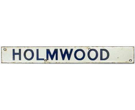 Southern Railway/ LB&amp;SCR enamel indicator board HOLMWOOD from either the boards at Victoria or Brighton. In good conditio