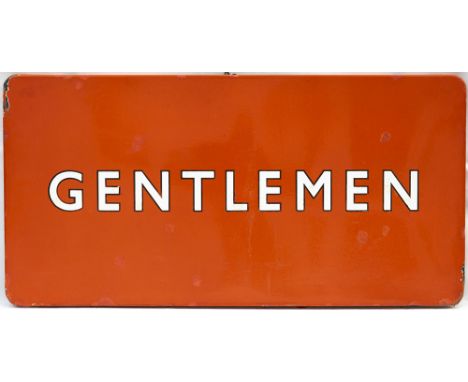 BR(NE) FF BEL enamel railway station sign GENTLEMEN. In good condition with some minor face chip repairs, measures 36in x 18i