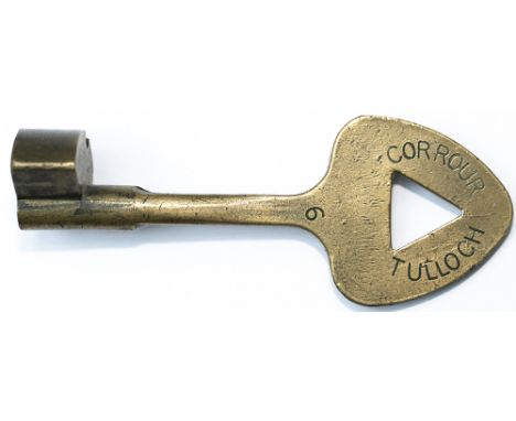 Tyers No 12A bronze single line key token CORROUR - TULLOCH. Configuration C, from the former North British Railway section. 