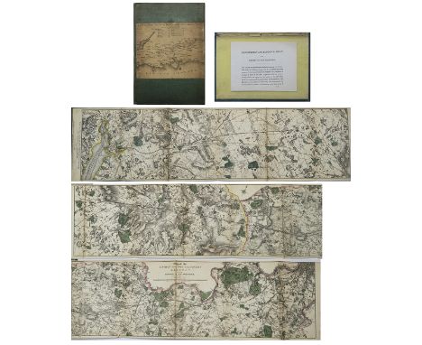Map of the LONDON AND SOUTHAMPTON RAILWAY from LONDON TO BASINGSTOKE. In very good condition full colour with a scale 1 inch 