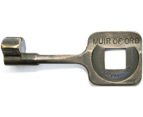 Tyers No 12A bronze single line key token MUIR OF ORD - CLACHNAHARRY from the former Highland Railway section. Measures 5.75i