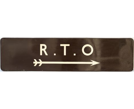 BR(W) FF enamel railway station sign R.T.O. with right facing arrow. In excellent ex station condition measures 48in x 12in. 