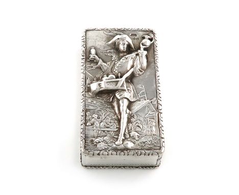 A Victorian silver pedlar snuff box, maker's mark of Edward Edwards over-striking John Linnitt, London 1841,  rectangular for