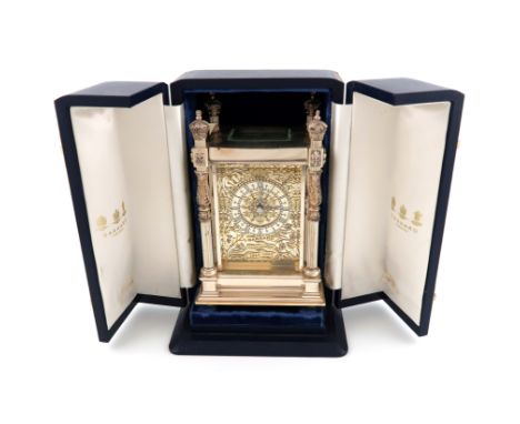 A modern silver-cased commemorative carriage clock, celebrating 150 years of Garrard as the Crown Jeweller,by Garrard and Co.