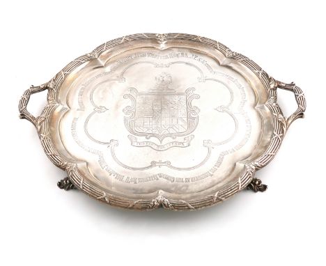 A Victorian presentation silver two-handled tray, by Hunt and Roskell, London 1880, also stamped 'Hunt & Roskell, Late Storr 