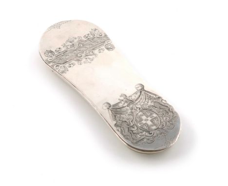 An early-18th century silver tobacco rasp case,unmarked, circa 1720,shaped oval form, with a smaller and larger flush-hinged 