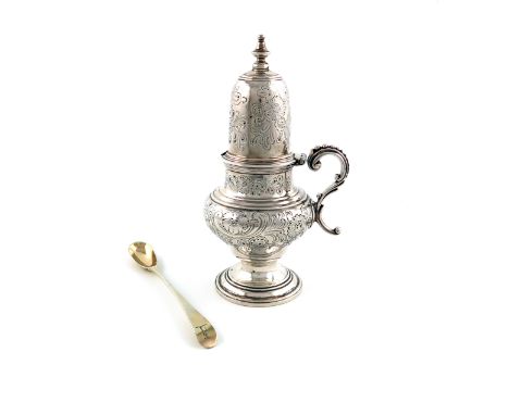 A William IV silver mustard pot, by Creswick & Co, Sheffield 1830, in the form of a blind baluster caster, foliate decoration