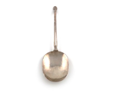 A mid-17th century silver Cloven Hoof spoon, maker's mark only, RB with a pellet below, London circa 1650-60, the reverse of 